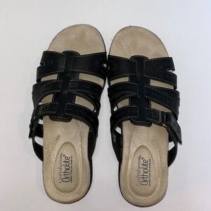 Croft & Barrow Fugue Black Womens ORTHOLITE SANDALS SIZE:7